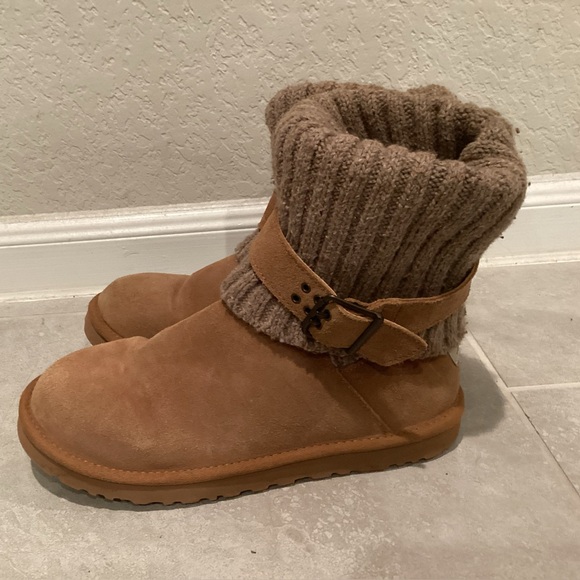 UGG- Cambridge Buckle Knit Boots in Chestnut - Picture 6 of 9